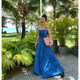 DULA Haojia Floral Blue Suspender Dress Women's 2024 Summer New High Waist Slim Hot Girl Long Dress