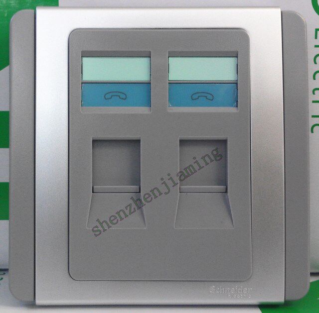Schneider CLIPSAL Qisheng E3000 Metropolis series silver-gray two-digit telephone double telephone socket