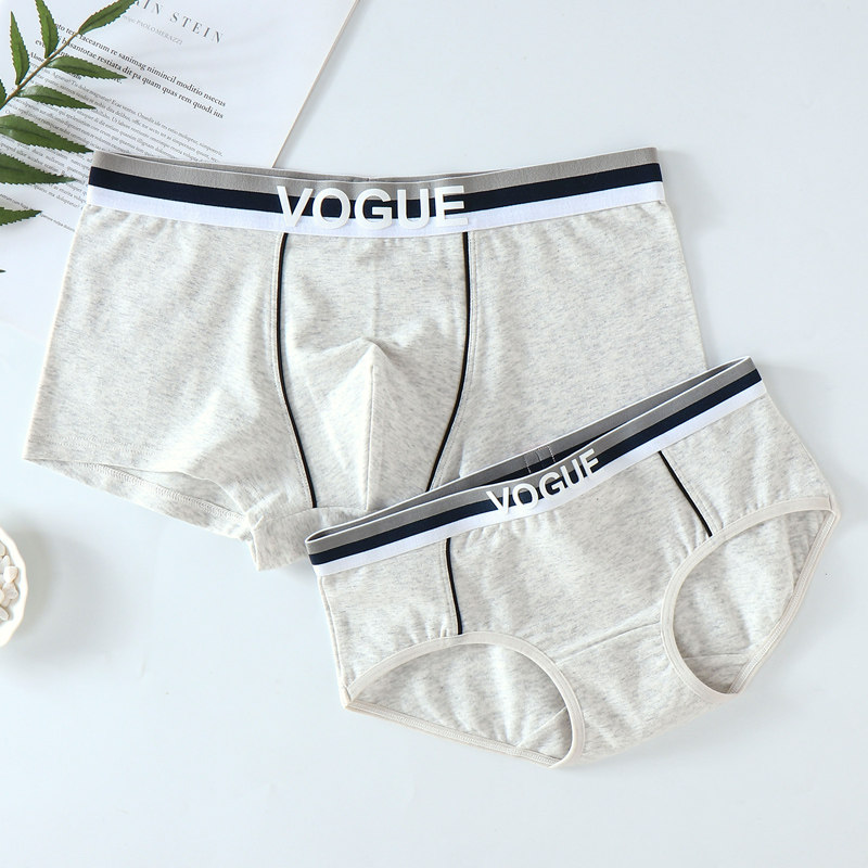 Lovers briefs pure cotton grey briefs for men and women lingerie shorts suit lovers