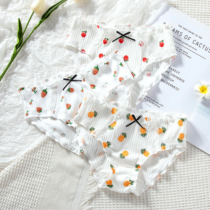 Panties Girl Pure Cotton Summer Thin girl's day department Triangle pants Antibacterial Low Waist Lace Sexy Cute