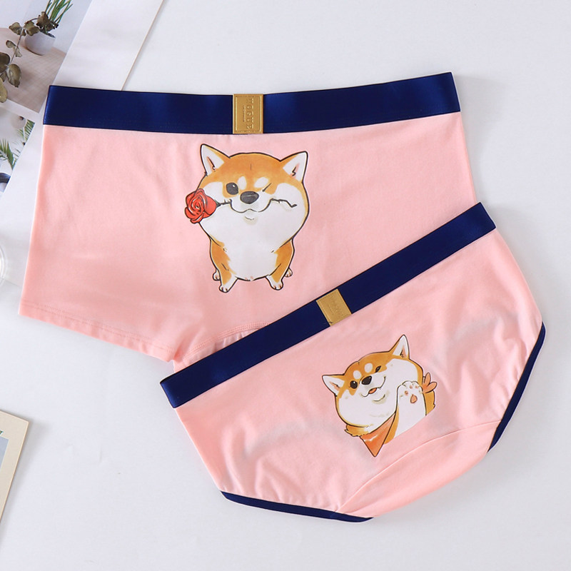 Concentric grass couple underwear modal cotton cute funny cartoon Shiba Inu men and women underwear sexy creative suit