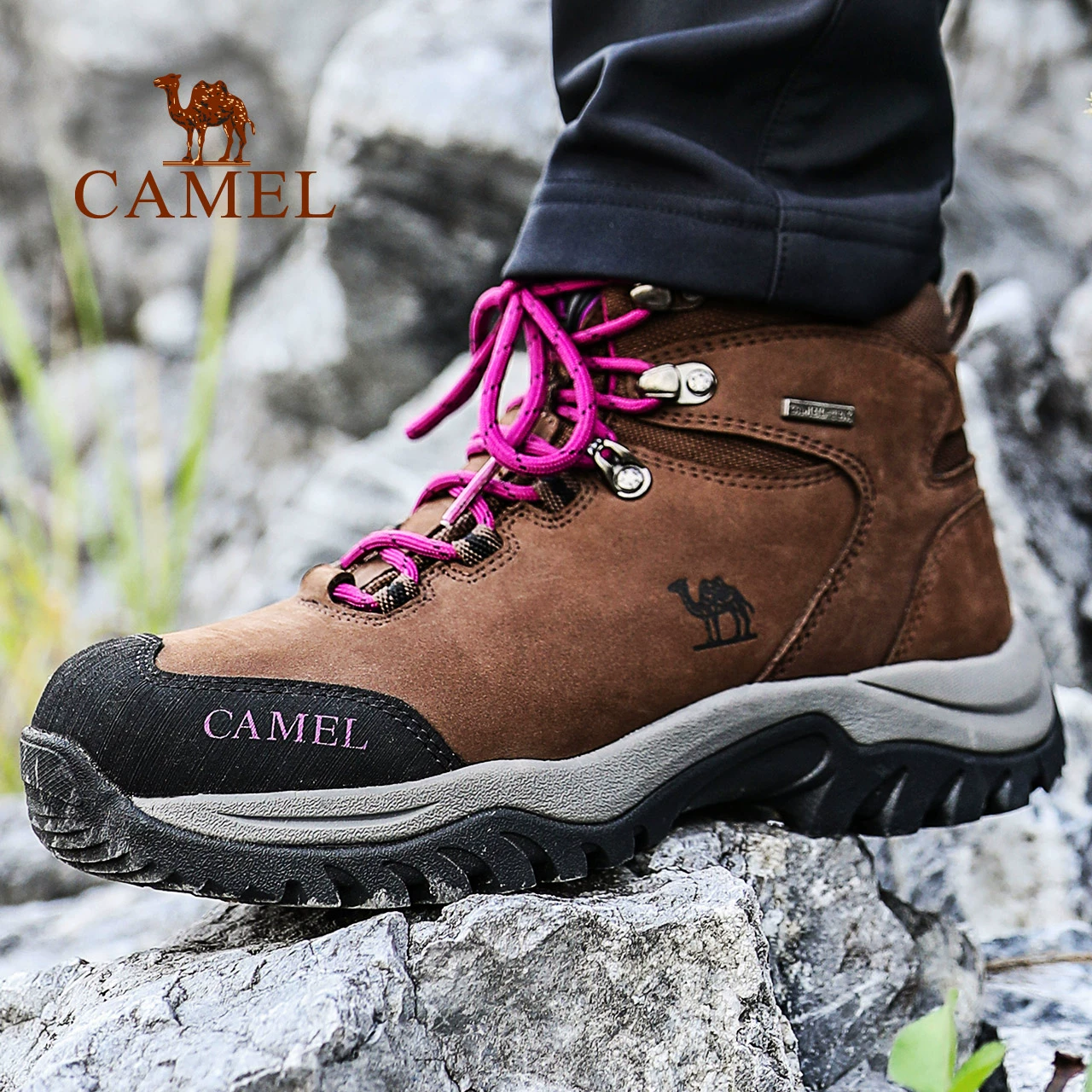 Camel giày đi bộ đường dài ngoài trời cho nam và nữ không thấm nước chống trượt mùa thu và mùa đông giày cao cổ đi bộ đường dài giày nam xuyên quốc gia thể thao đi bộ đường dài giày nam - Khởi động ngoài trời