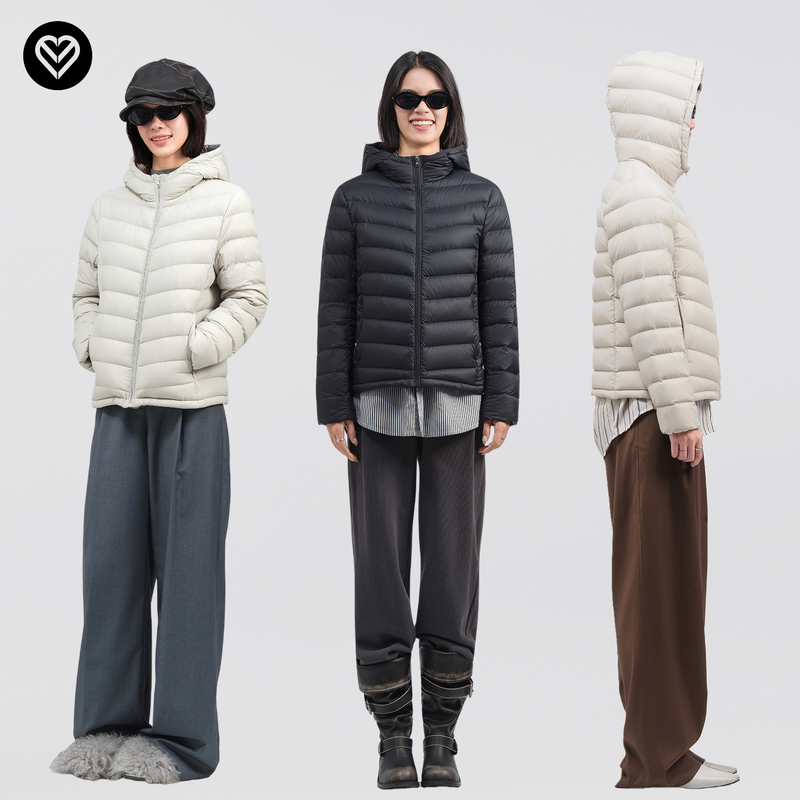 Lightweight Hooded 95% White Goose down 2025 New Slim-Fit Three-Proof Outdoor Ribbed down Jacket for Women, Lightweight Inner Liner Coat Lightweight Hooded 95% White Goose down 2025 New Slim-Fit Three-Proof Outdoor Ribbed down Jacket for Women, Lightweight Inner Liner Coat