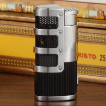 galiner lighter cigar lighter with cigar drill windproof three holes straight flush inflatable cigar lighter