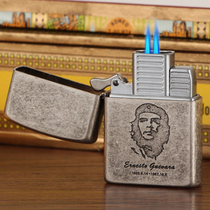 Windproof lighter retro cigar lighter straight rushing 2 fire head Blue Flame cigar lighter