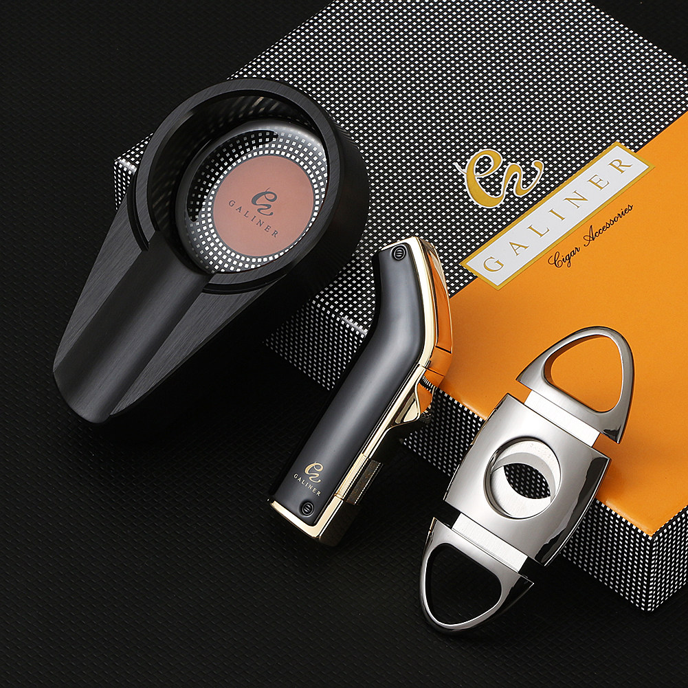 Cigar Lighter Suit Straight Punch Windproof Spray Fire Lighter Cigarette Lighter Cigar Creative Inflatable Beating Firearm Cigar Cutting Tool-Taobao