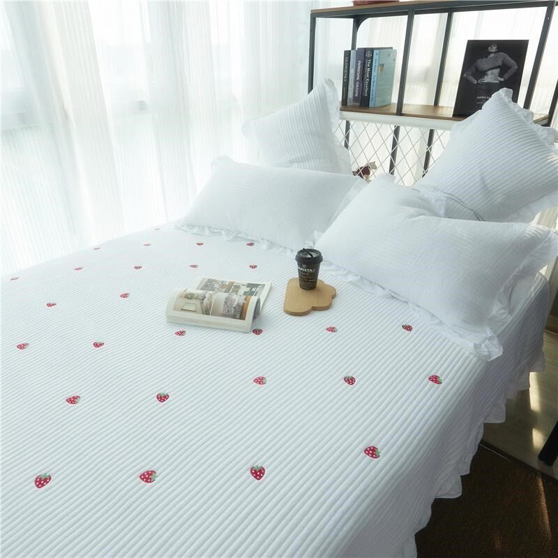 ins Han style brief princess wind bed cover three sets of clips cotton perched cotton quilting washed cotton single piece of lotus leaf side dual-use bedsheet