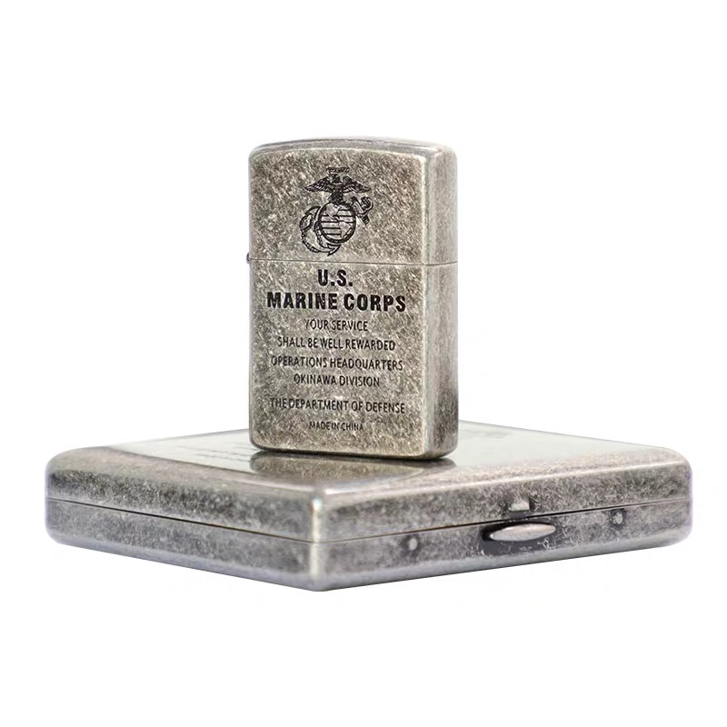 High-grade ancient silver pure copper metal stainless steel cigarette case 20 packs portable clamshell anti-pressure army retro old cigarette case