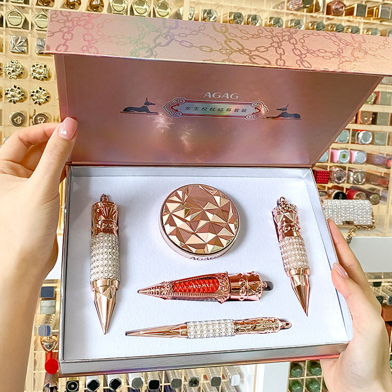 Queen Scepter Suit tricolour lipstick Lipstick Cosmetic Gift Box High Face Value Color Makeup Valentine's Day