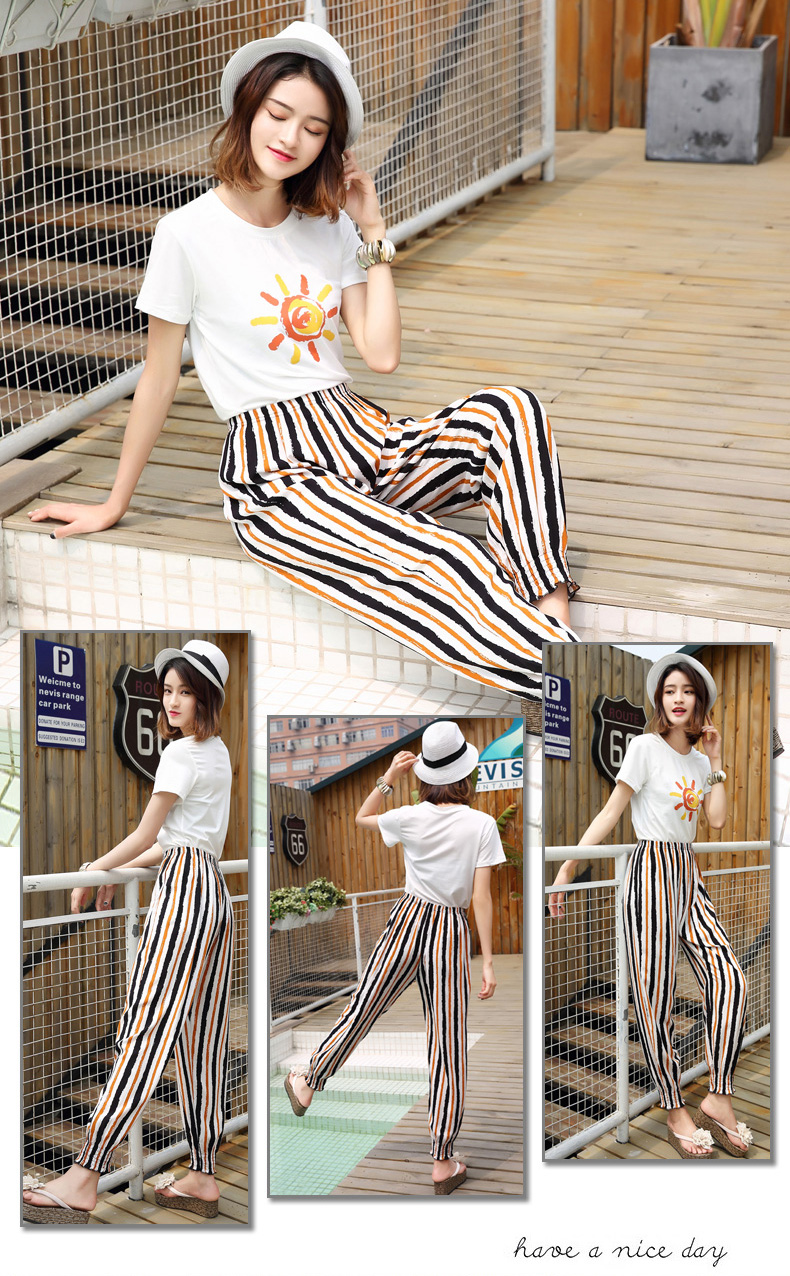 Bãi biển của phụ nữ quần mùa hè quần hậu cung mỏng cotton lụa lỏng chùm hoa quần gió quốc gia chín điểm chống muỗi quần quần alibaba nữ