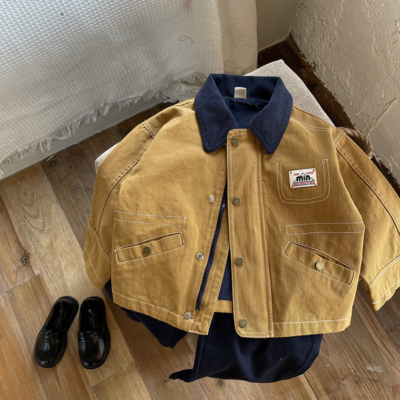 Children's Spring and Autumn Jacket 2026 New Style Boys' Trench Coat Jacket Toddler Spring Outfit Baby Barn Style Lapel Top Children's Spring and Autumn Jacket 2026 New Style Boys' Trench Coat Jacket Toddler Spring Outfit Baby Barn Style Lapel Top