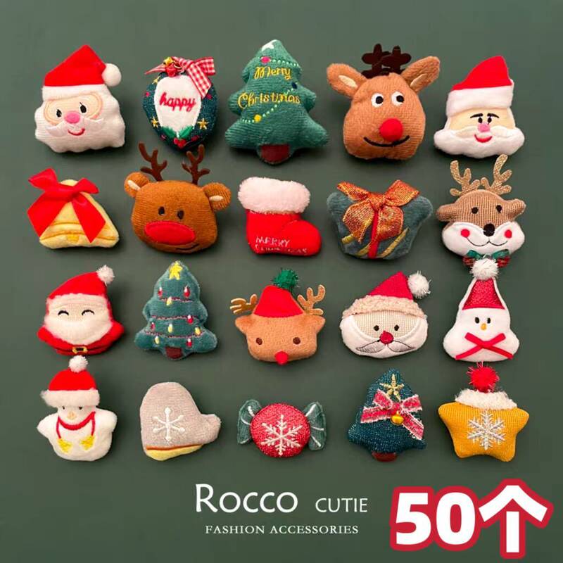 2025 New Christmas Cartoon Plush Brooch Pin Santa Claus Cute Decoration Holiday Gift Accessory