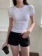 2025春夏美式正肩小圆领短袖修身叠穿中腰亲肤百搭紧身上衣t恤女