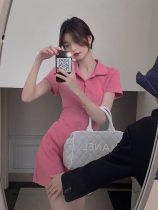 White polo collar dress female waist slim Spice Girl a short skirt 2021 summer New temperament T-shirt skirt