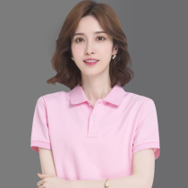 Polo shirt womens short sleeve summer thin size loose cotton sports top T-shirt womens work clothes custom printed logo