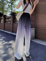 Ice silk wide leg pants womens summer thin high waisted 2021 New Korean ins tide straight loose casual pants