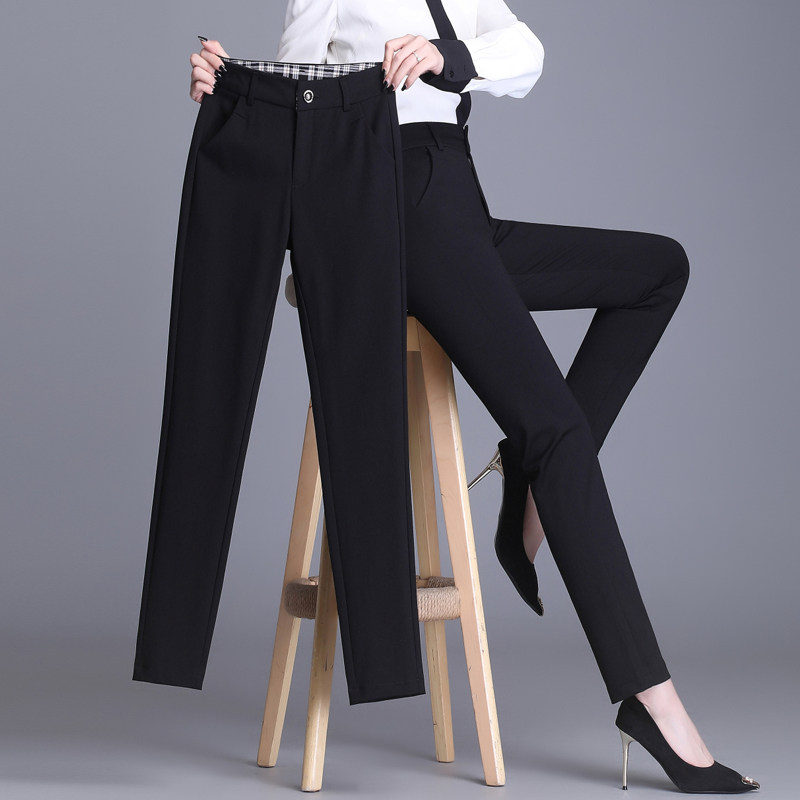 Career Black Western Dress Pants Woman High Waist Sashimi Slim Fit 90% Pants 2021 New Spring Autumn Fashion Hallen Smoke Pipe Pants