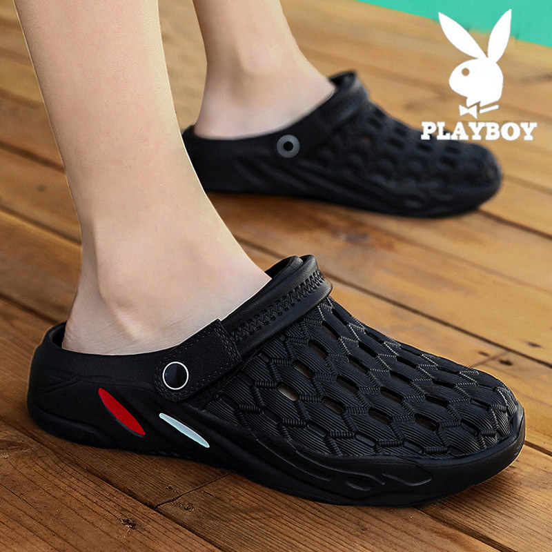 Playboy cave shoes men wear slippers outdoor hollow bag sandals anti-slip driving beach sandals
