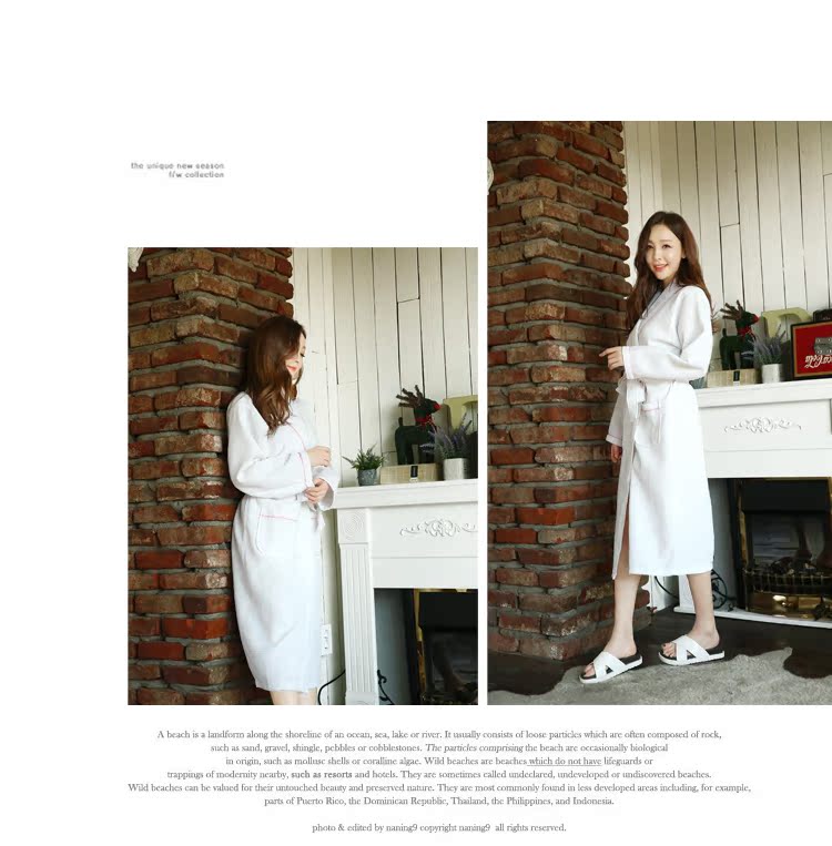 Mùa hè mỏng phần áo choàng tắm cotton dài tay áo choàng waff kích thước lớn nam và nữ vài chiếc áo ngủ thoáng khí thấm nước đồ ngủ đôi
