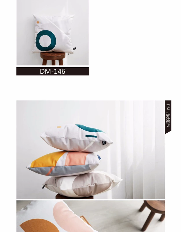 Cửa hàng Aoki / Bắc Âu Đơn giản hình học trừu tượng Mô hình Sofa Gối Trường hợp Đệm Napping Gối tựa đầu gối tựa đầu cao su non