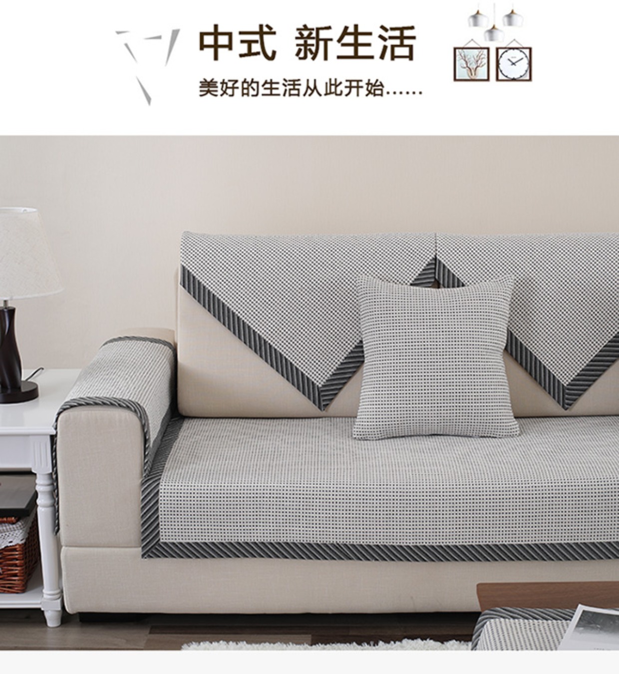 Tùy chỉnh mùa xuân và mùa hè vải lanh sofa vải lanh bao gồm bốn mùa phổ vải vải lanh đệm đệm chống trượt đầy đủ bao gồm - Ghế đệm / đệm Sofa thảm trải ghế gỗ phòng khách