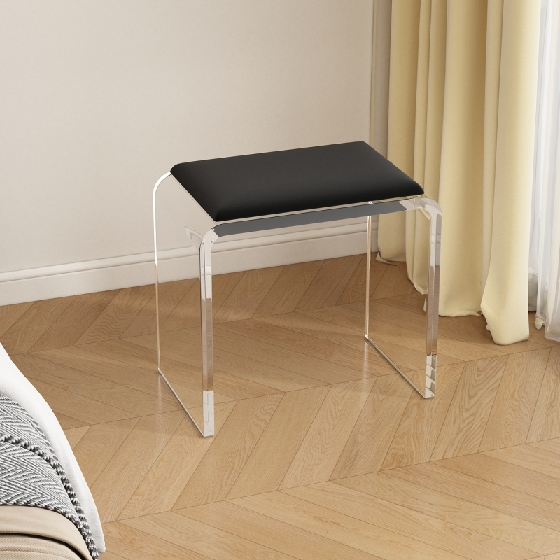 Trendy Transparent ins Acrylic Stool, Light Luxury High-End Dressing Stool for Girls' Bedroom, Dressing Table with Makeup Chair