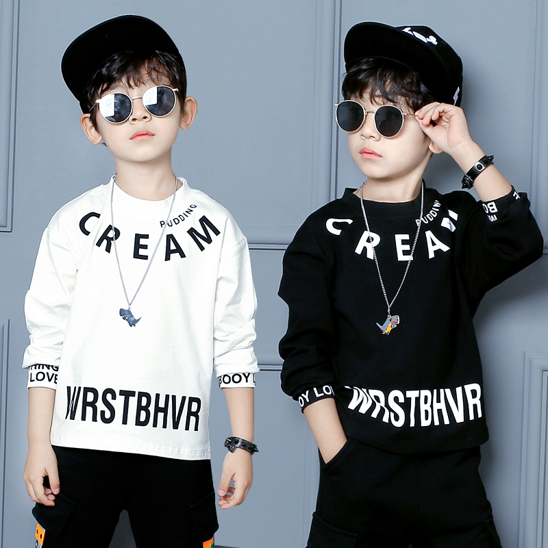 Boys' Autumn Long-Sleeve Cotton T-Shirt, Children's Clothing, Boys' Sweatshirt, Base Layer Shirt, Stylish Autumn Shirt, Children's Clothes, T-Shirt