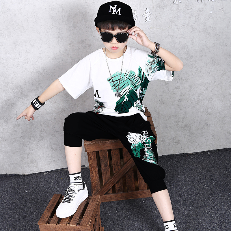 Boys' Summer Outfit 2026 New Style, Baby Boy Pure Cotton Capri Pants Short-Sleeve T-Shirt Casual Children's Clothing Trendy and Cool