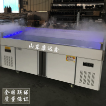 Direct sales 2 meters stainless steel seafood fish ice table supermarket refrigerated ice storage display cabinet chilled table freezer