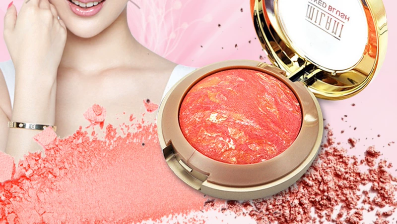 Milani khoáng chất nướng phấn má hồng trang điểm năng lực sửa chữa bóng cao phấn rouge bột nàng tiên cá Ji màu với bàn chải gương