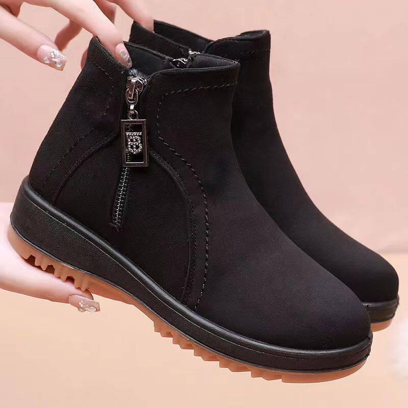 Winter old Beijing cloth shoes women's cotton shoes thickened warm rabbit fur middle-aged and elderly mother tendon bottom non-slip grandma cotton boots