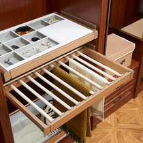 Damping hanger Telescopic wardrobe pull basket Cloakroom storage storage lattice rack Push-pull storage basket Rattan basket pants draw