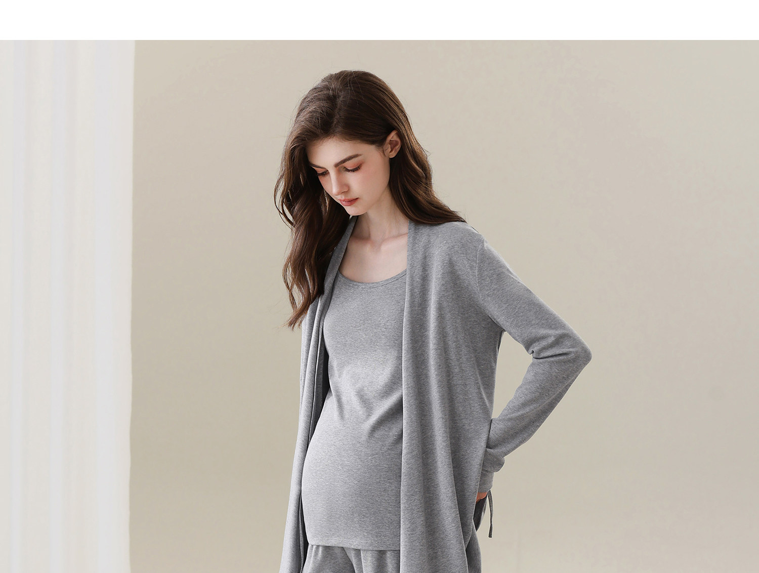 Maternity Pajamas with Breast Pads, Modal Nursing Sleepwear, Postpartum Breastfeeding Mother and Baby Loungewear Set — 53