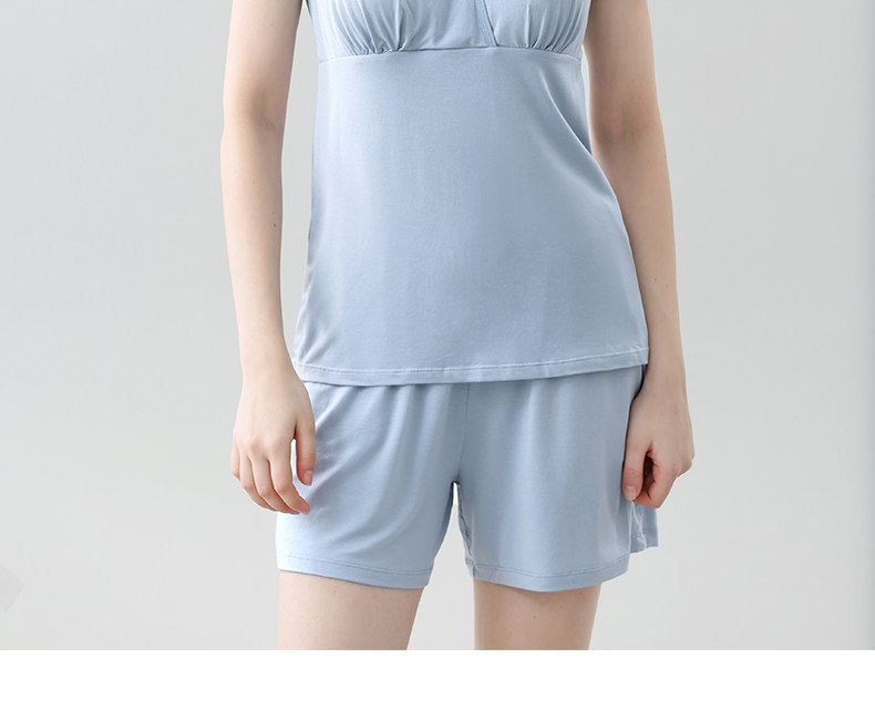哺乳短袖t恤睡衣上衣兰精天丝莫代尔喂奶夏季薄款月子带胸垫半袖 — 35
