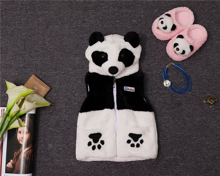 Mùa xuân và mùa thu quốc gia Hàn Quốc Trẻ em Panda Vest Trẻ em Quần áo Hoạt hình Vest Cha mẹ Panda Masts áo gile cho bé giá tốt