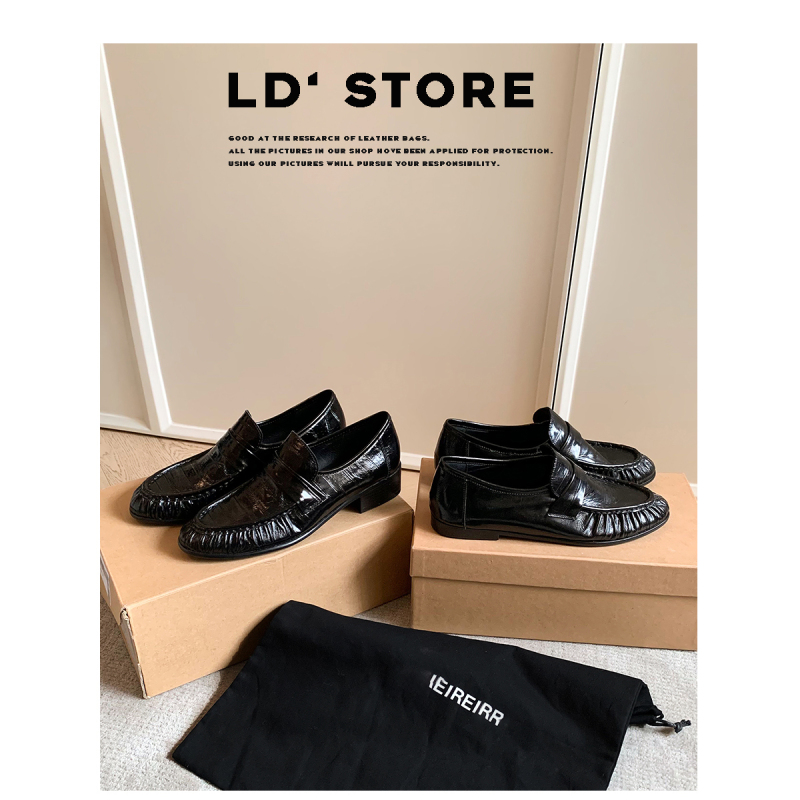 Genuine Leather~ Retro Pleated Eel-Pattern Loafers, Autumn and Winter Thick-Heeled British Style Small Leather Shoes, Commuting Height-Increasing Single Shoes