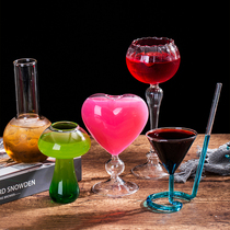 Creative molecular cocktail cup with straw spiral Mushroom Cup Martini cup triangle chicken tail Goblet