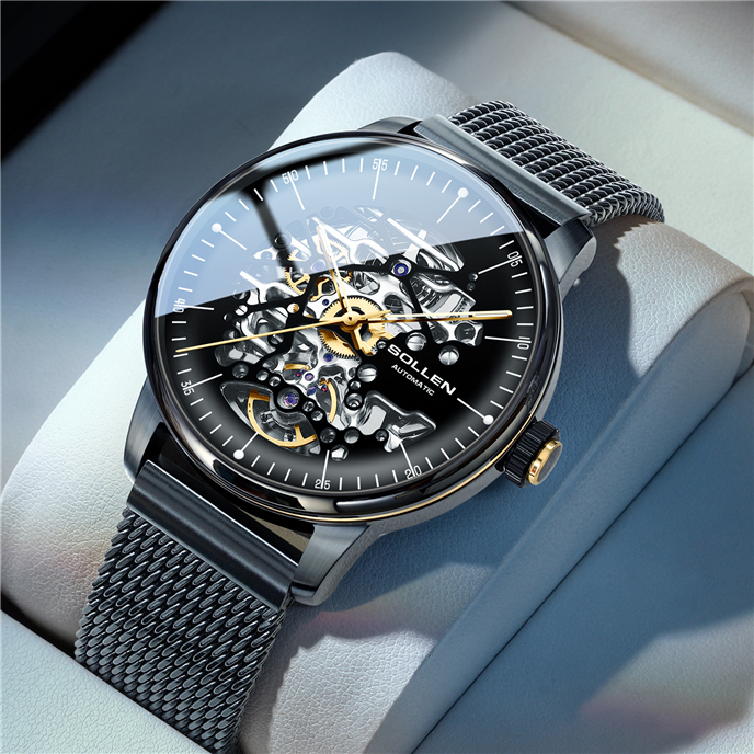 Authentic Men's Fashionable Fully Automatic Brand-Name Watch with Luminous Swiss New Model Waterproof Student Skeleton Mechanical Watch