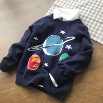 This craft can catch up with mall goods~European and American fan boys pullover sweater 100-160 childrens pure cotton knitwear