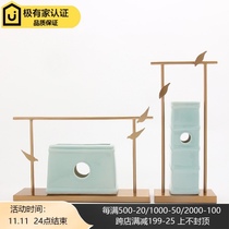 New Chinese creative home living room TV cabinet iron ceramic ornaments model room study exhibition hall porch decoration