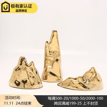 New Chinese modern light luxury ceramic golden ornaments model room room living room TV cabinet wine cabinet interior soft decoration