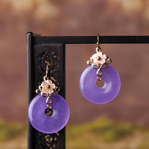 Ethnic style earrings safe buckle small earrings ear clip female retro fresh exaggerated temperament Super fairy purple super large ear ornaments