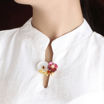 Retro brooch anti-light female corsage pin decoration flower Hanfu court Joker V collar Chinese style jewelry