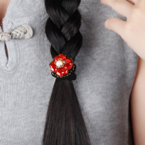 Retro Hairband leather band hair rope ancient wind head rope red colored glazed flower hair accessories hair buckle ponytail buckle National style headwear