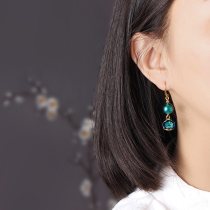 Retro Morandi color short earrings womens small earrings exquisite classical Chinese style with cheongsam costume earrings winter