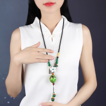 National Wind Sweater Chain Long Money Chain 100 Hitch Woman Retro Hanging Accessories Brief Ceramic Beads Pendant Autumn Winter Pendant Ornaments