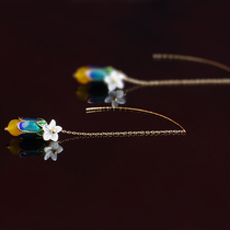 Hipster earrings yellow chalcedony earrings sterling silver ancient earrings Super fairy National style handmade temperament accessories winter