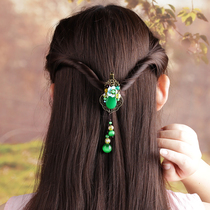 Ancient style hairclip headdress green chalcedony adult hair accessories clip top clip clip clip bangs simple womens style