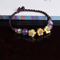 Ethnic style foot chain Womens anklet womens 2021 New foot rope amethyst flower antique foot ornaments