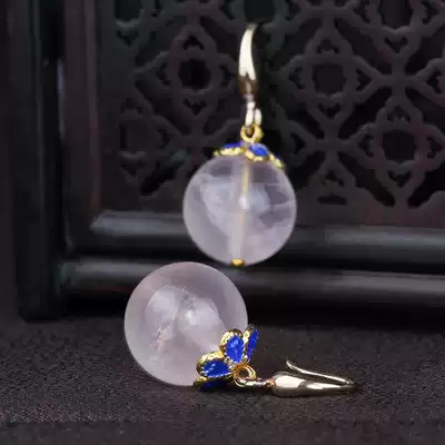 Natural pink crystal drop earrings, mini small earrings, short feminine accessories, simple fashion, wild retro earrings